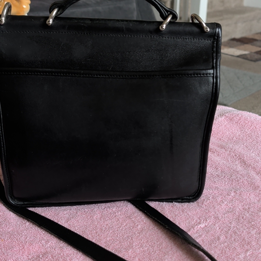 Coach Black Leather Satchel with Silver Hardware - Picture 3 of 10
